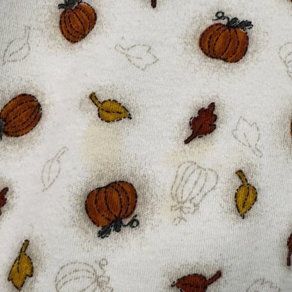 Vintage 90s Pumpkin Leaf Print Top XL Fall Autumn Cozy Cottagecore Halloween - Picture 3 of 6